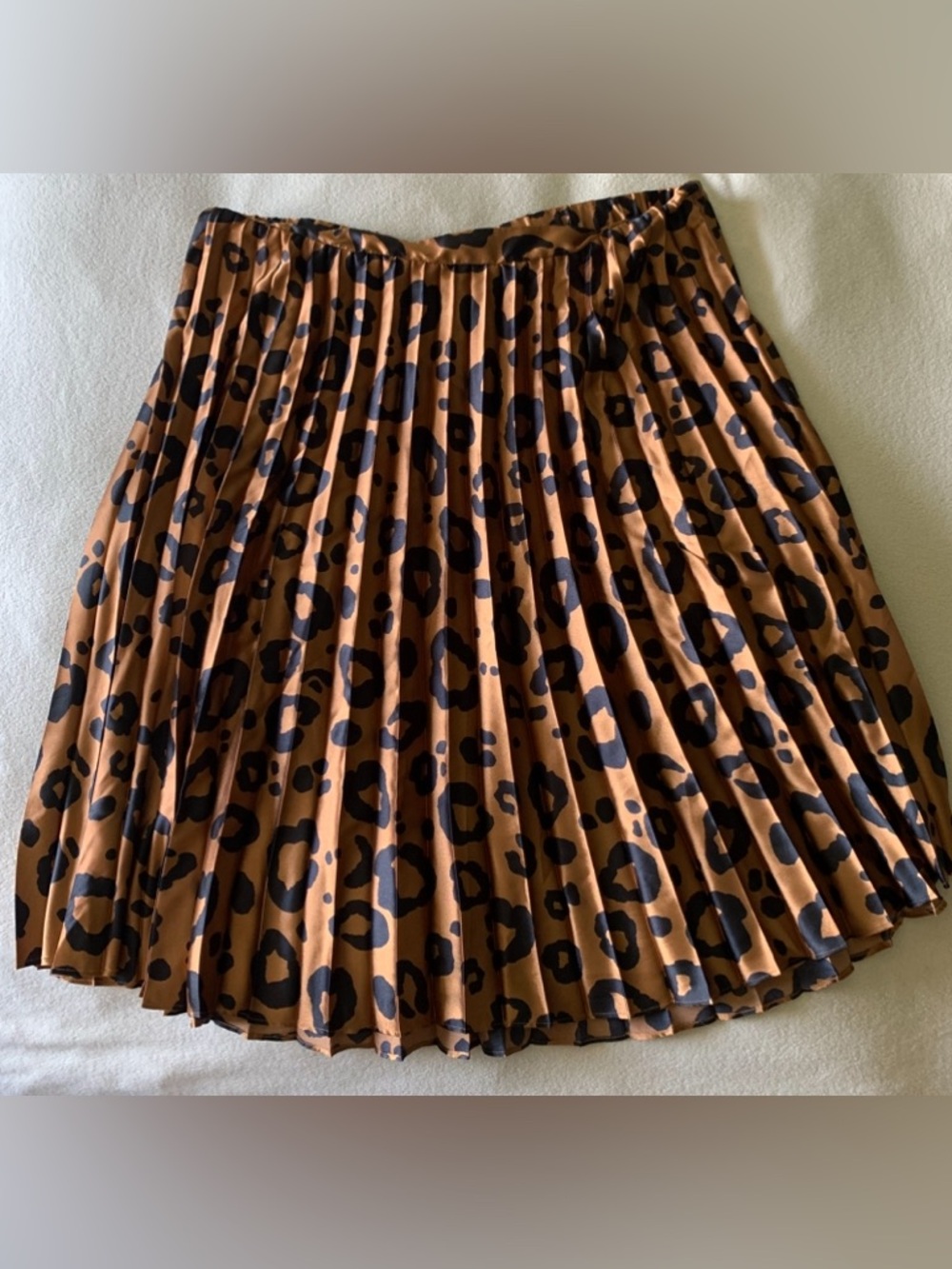 Ava & Viv Brown and Black Leopard Print Pleated Skirt